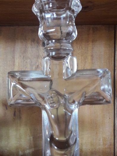 glass crucifix candleholder religious