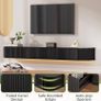 Floating TV Stand Unit with RGB LED Light 160CM Wall Mounted TV Cabinet with Upgraded Storage & Rounded Edges, Modern TV Media Console for 55-65 Inch TVs Image 5