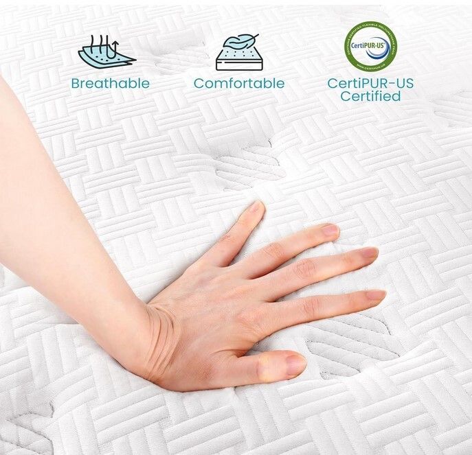 TeQsli Double Mattress 7-Zone Gel Memory Foam, 10 Inch Pocket Sprung Hybrid