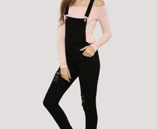 BNWT Denim Co. black skinny ripped  Dungarees size XS UK4/6 EU32/34 Postage included