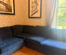 dark blue navy corner  sofa