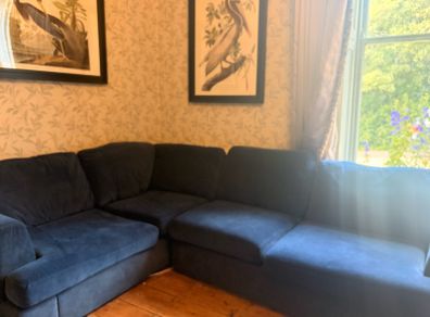 dark blue navy corner  sofa
