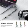 Headphone Mic Splitter 2 Way Braided 3.5mm Jack Audio Adapter 24K Gold-Plated TRRS Female to Dual TRS Microphone Aux Cable Compatible with PC Gaming Headset Earphone Speaker Laptop Xbox PS5 PS4 Image 3