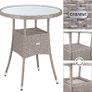 Polyrattan Side Table / Garden Table with Frosted Glass Table Top - 60-80 cm - Choice of Colours, 60cm, Grey / Beige Image 3
