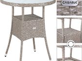 Polyrattan Side Table / Garden Table with Frosted Glass Table Top - 60-80 cm, Choice of Colours, 60cm, Grey / Beige