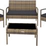 Poly Rattan Seating Group, Garden Set with 2 Chairs, Bench + Table with Glass Top, Lounge Set for Garden, Terrace and Balcony (Natural) Image 2