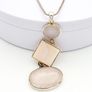 925 Vintage Sterling Silver Rose Quartz & Mother Of Pearl Necklace Image 7