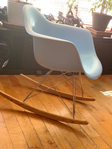 Charles Eames Style Baby Blue Retro Rocking Chair