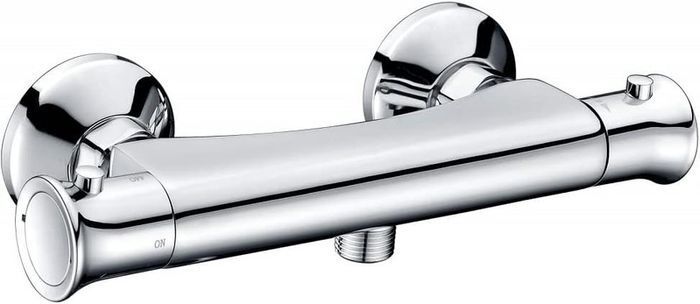 Locus Modern Thermostatic Chrome Round Bar Mixer Shower Valve Outlet Tap