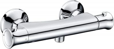 Locus Modern Thermostatic Chrome Round Bar Mixer Shower Valve Outlet Tap