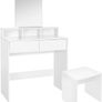 Dressing table white with mirror and stool Image 2