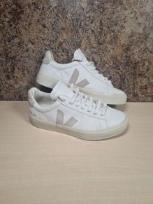 Womens VEJA CAMPO trainers runners white leather grey suede Logo Size UK 5 EU 38 (AT1)