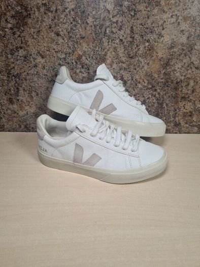Womens VEJA CAMPO trainers runners white leather grey suede Logo Size UK 5 EU 38 (AT1)