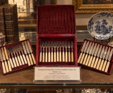 COLLECTOR'S PIECE - Antique Georgian Sterling Silver & Bone Handled Cutlery Set, Sheffield 1824