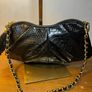 Marc B black faux patent croc shoulder bag clutch with detachable chain strap Image 3