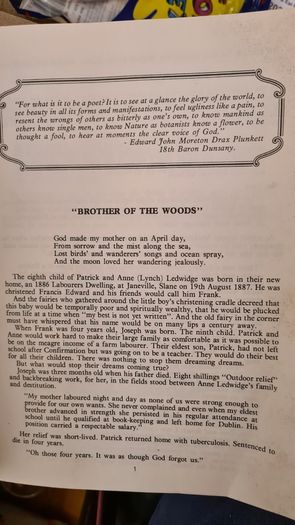 Francis Ledwidge Centenary 1887-1987. Booklet In Good Condition.