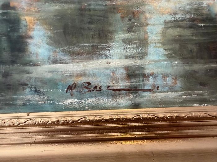 Pair of Huge Vintage Framed Artworks (105x75cm) - Matching Luxury Frames