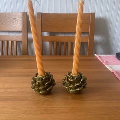 Two candle holders with real candles