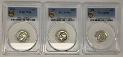 USA United States Silver Proof Roosevelt Dime PCGS PR66