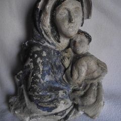 Antique Madonna & Child Wall Hanging figure - 11 3/4" High