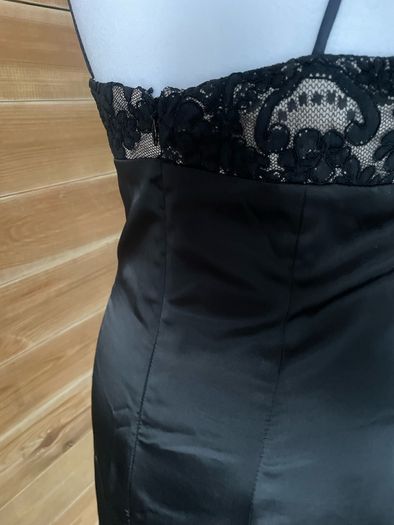 black dress tailor handmade satin occasion size 10 brand new