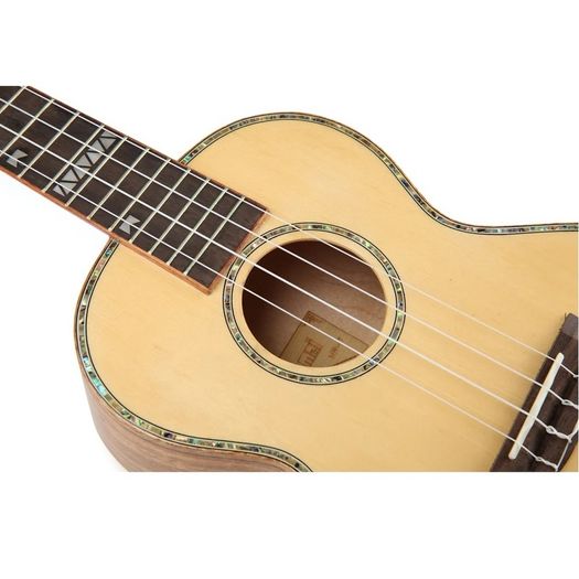 Mr. Mai all solid spruce and spalted maple tenor ukulele with deluxe case. NEW