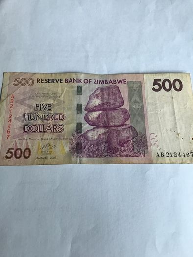 2007 Zimbabwe Banknote 500 Dollars