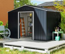 Metal Tool Shed with Sliding Doors and Ventilation Windows, 277 x 195 x 192 cm