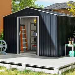 Metal Tool Shed with Sliding Doors and Ventilation Windows, 277 x 195 x 192 cm