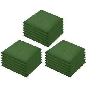Fall Protection Tiles 18 pcs Rubber 50x50x3 cm Green
