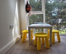 IKEA children's table and 3 matching stools.