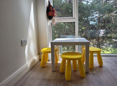 IKEA children's table and 3 matching stools.