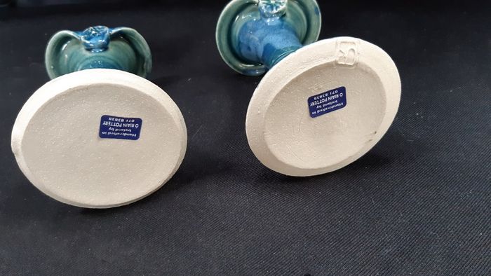 O Riain (John Ryan Cramics) handcrafted short candlesticks