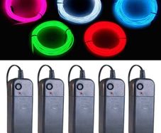 EL Wire 5 Colors, 9ft Neon Light Wire 5 Pack Noise Reduction with Battery Pack(Green, Blue, Red, White, Pink) for Halloween Decorations DIY Costume (FREE POSTAGE)