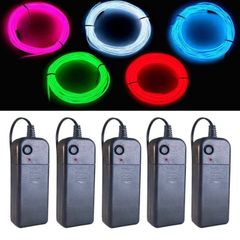 EL Wire 5 Colors, 9ft Neon Light Wire 5 Pack Noise Reduction with Battery Pack(Green, Blue, Red, White, Pink) for Halloween Decorations DIY Costume (FREE POSTAGE)