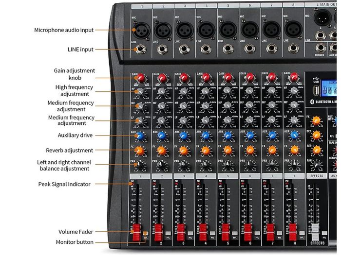 Depusheng DA8 Professional 8 Channel Mixing Console