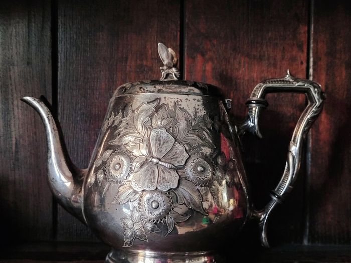 Ornate antique silverplate teapot