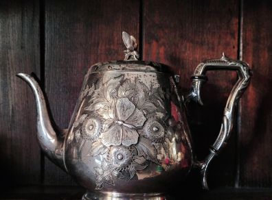 Ornate antique silverplate teapot