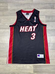 Vintage Champion Miami Heat Dwayne Wade NBA Basketball Jersey Shirt Mens Large