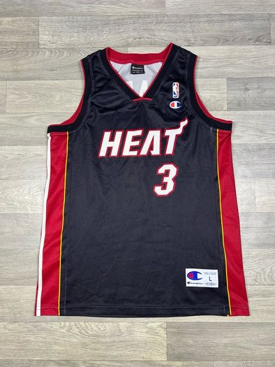 Vintage Champion Miami Heat Dwayne Wade NBA Basketball Jersey Shirt Mens Large