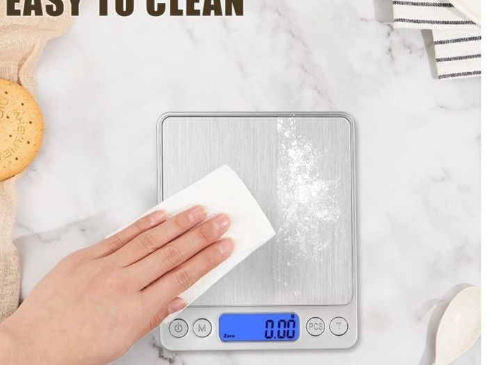 Food Scale, Rechargeable Kitchen Scale with Trays 500g/0.01g, Tare Function Digital Scale Grams and Ounces, for Weight Loss, Dieting, Baking, Cooking, Meal Prep, Coffee, Jewelry, Silver (FREE POSTAGE)