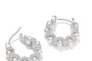 Sumiyaki Pearl and Diamante Hoop Earring