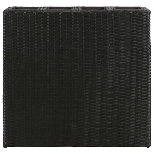 Garden Raised Bed with 4 Pots 2 pcs Poly Rattan Black(2x41084)