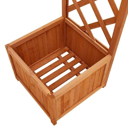 Solid Fir Wood Garden Pergola with Planter, Outdoor Wooden Climbing Plant Support for Patio, Garden & Backyard