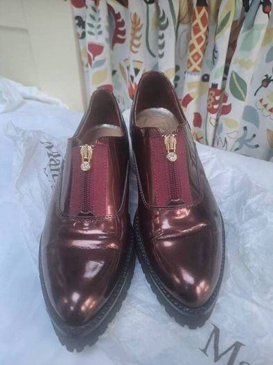 Marco Moreo platform patent leather maroon shoes