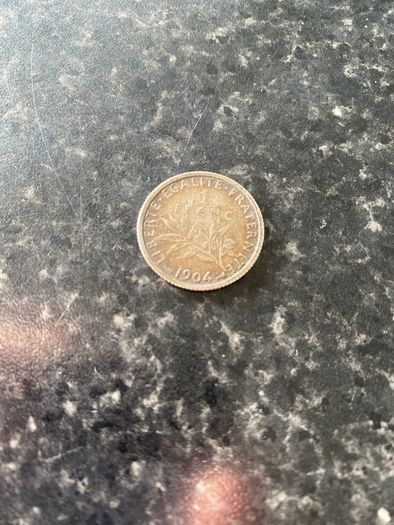 1904 FRANCE La Semeuse Sower Woman ANTIQUE OLD Silver 1 Franc French Coin