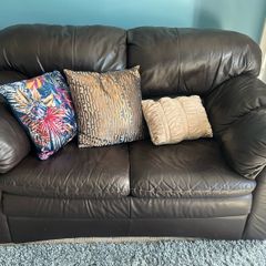 Brown leather 2 seater sofa