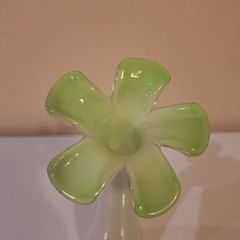 SALE!  Vintage Swedish Handmade Green White Clear Cased Glass Vase