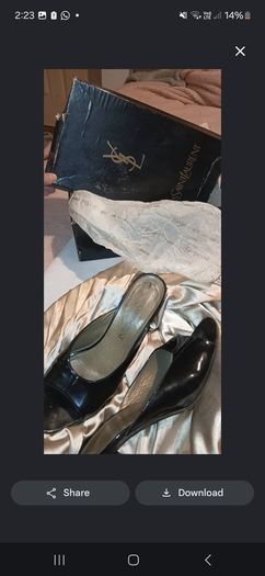 vintage 80s style YSL peep toe black painted heels worn come with original box wrapping and card .would love a new home for someone who understands good quality fashion.