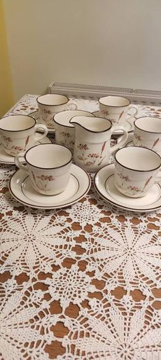 Vintage Arklow Honey Stone Cup and Saucer x6 Whead Field Ceramic Ireland